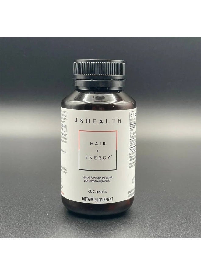 JSHealth تركيبة فيتامينات الشعر والطاقة | فيتامينات نمو الشعر | فيتامينات الشعر للنساء والرجال | مكملات الزنك واليود لنمو الشعر | مكملات تساقط الشعر | (60 كبسولة) - Image 1